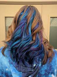 Natural Red Hair With Blue Teal And Purple Natural Red Hair Dyed Hair Blue Blue Hair Highlights