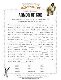 Armor Of God Fill In The Blanks Bible Lessons For Kids Bible Worksheets Bible Lessons