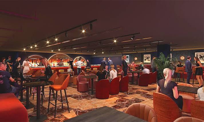 The mezzanine bar at Amazing Grace Canary Wharf