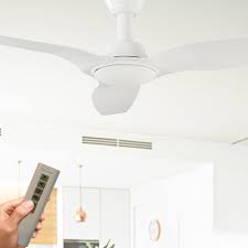 Hunter fan 52 inch brushed nickel casual ceiling fan with 4 led lights. White Trident Ceiling Fan With Led Light Dc Motor 56 Remote