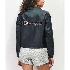 Champion Black Crop Coaches Jacket Zumiez Coach Jacket Champion Clothing Black Crop