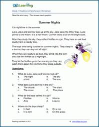 Summer Nights Grade 1 Children S Story K5 Learning In 2020 Reading Comprehension Kindergarten Reading Comprehension Worksheets Reading Comprehension Passages