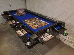 8 Player Oak Board Game Table With Lights And Outlets Etsy Board Game Table Table Games Dnd Table