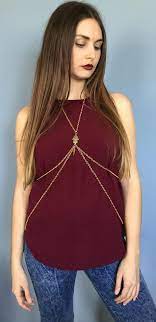Golden Body Chain Hamsa Bodyjewelery Harness Gold Chain Summer Outfit Body Chain Gold Chain Bra Handmade Necklace Gold Necklace Body Chain Summer Outfits Gold Chains