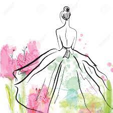 We share our dress sketch works here aperiodically. Fashion Girl In Beautiful Dress Sketch On The Floral Background Royalty Free Cliparts Vectors And Stock Illustration Image 37453490