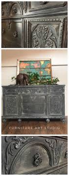 This Stunning Buffet Painted By Furniture Art Studio In Toledo Ohio Is A Show Stopper For Sure Black Painted Furniture Flipping Furniture Painted Furniture