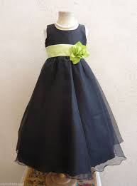 Kc1 New Black Lime Green Wedding Bridal Party Kids Gown Flower Girl Dress Black Bridal Parties Lime Green Weddings Bridal Party Attire