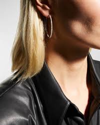 Roberto Coin 18K White Gold Diamond Hoop Earrings