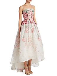 Monique Lhuillier Strapless Floral Midi Ball Gown Midi Evening Gowns White Ball Gowns Ball Gowns