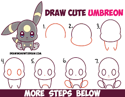 Learn how to draw a cute cartoon kitten napping simple steps drawing lesson for beginners. How To Draw Cute Kawaii Chibi Umbreon From Pokemon Easy Step By Step Drawing Tutorial For Kids How To Draw Step By Step Drawing Tutorials Drawing Tutorials For Kids Drawing