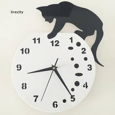 Siapa bilang aku akan mendarat! Jual Jam Dinding Quartz Desain Kartun Kucing Jakarta Selatan Raja Oline Shop Tokopedia