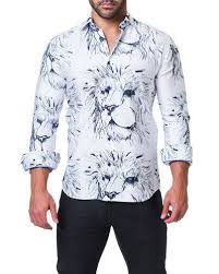 Men S Shaped Fit Fibonacci Lion Print Sport Shirt Sports Shirts Shirts Tailored Shirts