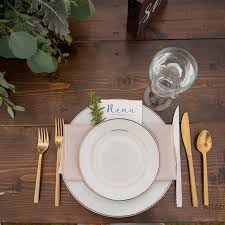 Colorado Event Design Gold Silverware Farm Table Wedding Place Settings
