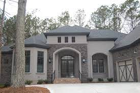 Arh Plan The Bermeda 1129f Exterior 16 Stone Coronado Country Rubble - Grey Quartzite Stucco Mw504 Oyster House Paint Exterior Stucco Homes Stucco Colors