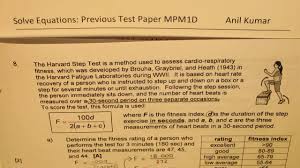 Harvard Step Test Algebraic Equation Word Problem Youtube