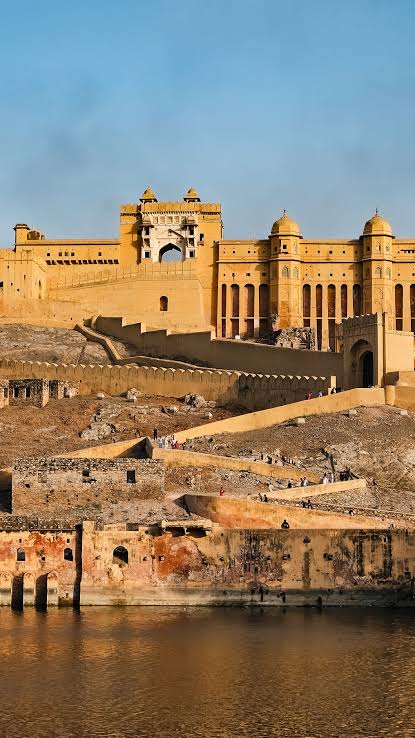 Amer Fort above Maota Lake, AI generated