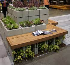 This cinder block potting bench is a great idea to arrange your plants. Repurpose Potted Plant Society Cinder Block Furniture Cinder Block Garden Diy Bench Outdoor