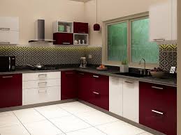 Maroon And White Modular Kitchen L Shaped Modular Kitchen Kitchen Design Interior Design Kitchen