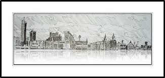 Black And White Liverpool Skyline Art Liverpool Skyline Sketch Liverpool Skyline Art Black And White