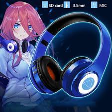 Nikmati pengiriman gratis ke seluruh dunia! The Quintessential Quintuplets Bluetooth Stereo Gaming Headset Foldable 2 In1 Wireless Miku Nakano Anime Cosplay Headphone Gift Costume Props Aliexpress