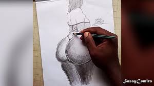 BIG ASS EBONY MILF WEARING THONG || Comic Drawing