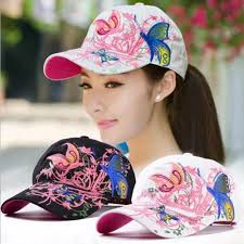 Topi Baseball Adjustable Wanita dengan Butterfly dan Indonesia