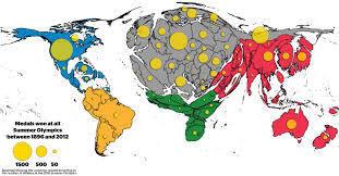 Cartograms Of The Olympic Games Olympic Games Ap Human Geography Geographical Magazine