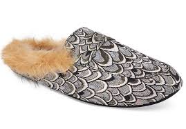 Inc International Concepts Womens Silver Faux Fur Loafer Slippers Shoes