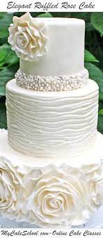Elegant Vintage Ruffled Rose Cake A Cake Decorating Video Tutorial From Mycakeschool Com Online Cake Decorating Rose Cake Tutorial Rose Cake Fondant Ruffles