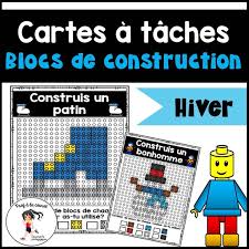 Building Blocks Task Cards Blocs De Construction Cartes A Taches Hiver En 2020 Centres De Maths Tache Cartes