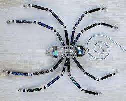 Black Iris And Clear Crystal Christmas Spider Ornament Etsy Christmas Spider Spider Black Iris