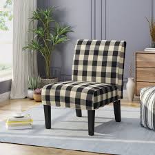 Country farmhouse medium walnut dining chair. Kassi Contemporary Fabric Slipper Accent Chair By Christopher Knight Home On Sale Overstock 23130490 Black Checkerboard Matte Black
