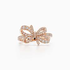 Tiffany Bow Cuff In 18k Rose Gold With Diamonds Medium Tiffany Co Jewelry Sparkle Diamonds Ribbon Ring