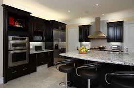 Light or dark cabinets, accent wall, exposed beam and trusses, bare wood beadboard ceiling. 22 Dark Kitchen Ideas Inspirationseek Com