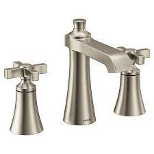 Bathroom fixtures home depot canada. Moen Flara 8 Inch Widespread 2 Handle High Arc Bathroom Faucet In Brushed Nickel Valve So The Home Depot Canada
