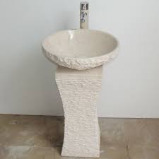 For the modern to the transitional home, this marble stone circular vessel bathroom sink has a way of looking unique in any bathroom. Eviva Roca 16 In Pedestal Marble Sink In Beige Bathroom Vanities Modern Vanities Wholesale Vanities