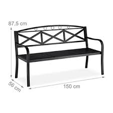 Amazon De Relaxdays Gartenbank Mit Klappbarem Tisch 3 Sitzer Robust Garten Metall Balkonbank Hbt 87 5 X 150 X 56 Cm Schwarz