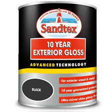 The beautiful high gloss finish is recommended for use on wooden front doors and windows, and may also be used on metal surfaces. Sandtex 10 Year Exterior Gloss Black 2 5l