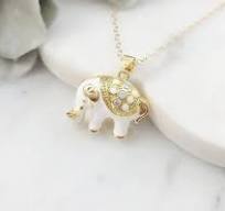 WHITE ELEPHANT NECKLACE Gold Filled Ivory Elephant Jewelry ...
