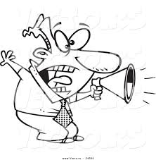 Engage your students with these kid's stuff patterns and coloring pages. Vector Of A Cartoon Businessman Shouting In A Megaphone Outlined Coloring Page By Toonaday 24604