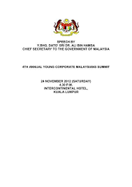 All posts tagged malaysia youngest dato. Speech By Y Bhg Dato Sri Dr Ali Bin Hamsa Chief Secretary To The