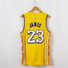 Name & number layered twill appliques. Lebron James 23 Los Angeles Lakers 2019 20 City Edition Gold Jersey