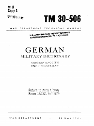 Werkstattauftrag vordruck / werkstattauftrag a4 mit arbeitskarte auftrag 3 fach mit agb weiss blau : Tm30 506 German English Military Dictionary 1944 United States Department Of War American Government