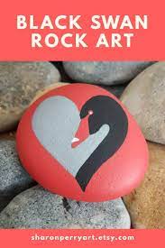 New Disign Excited To Share The Latest Addition To My Etsy Shop Black Swan Rock Art With Red Backgr Hobby Lobby Wedding Invitations Rock Art Pebble Painting