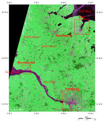 It links north sea with baltic sea and extends northeast from brunsbuttel (near elbe river's mouth) to port kiel (baltic sea). Hamburg And The Kiel Canal Connecting The North Sea And The Baltic Sea 2006 Jaxa Earth Observation Research Center Eorc