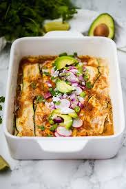 Low Carb Zucchini Chicken Enchilada Casserole Paleo Aip Whole30 Unbound Wellness Recipe Paleo Casserole Recipes Zucchini Enchiladas Enchilada Casserole