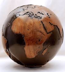 Hand Carved Wooden Globe Made From Reclaimed Teak Root Wood Resin Table Wood Art Wood Resin