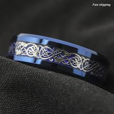 Esquire men's jewelry woven carbon fiber & tungsten link bracelet in stainless . 8mm Blue Tungsten Carbide Ring Celtic Dragon Carbon Fibre Men S Jewelr Atop Jewelry