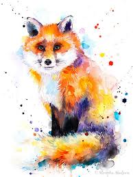 Fox Watercolor Painting Print By Slaveika Aladjova Art Etsy Watercolor Fox Fox Painting Animal Paintings