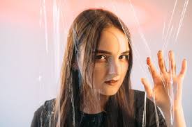 Psychisch Medium Portret Mysterieus Vrouw Gezicht Hand Stock Foto